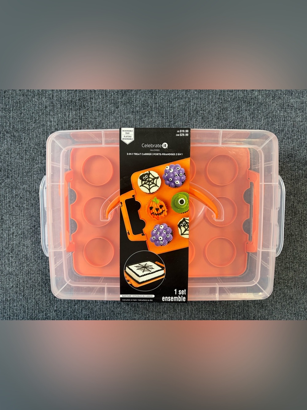 Celebrate It Orange Cupcake & Treat Carrier with Clear Lid